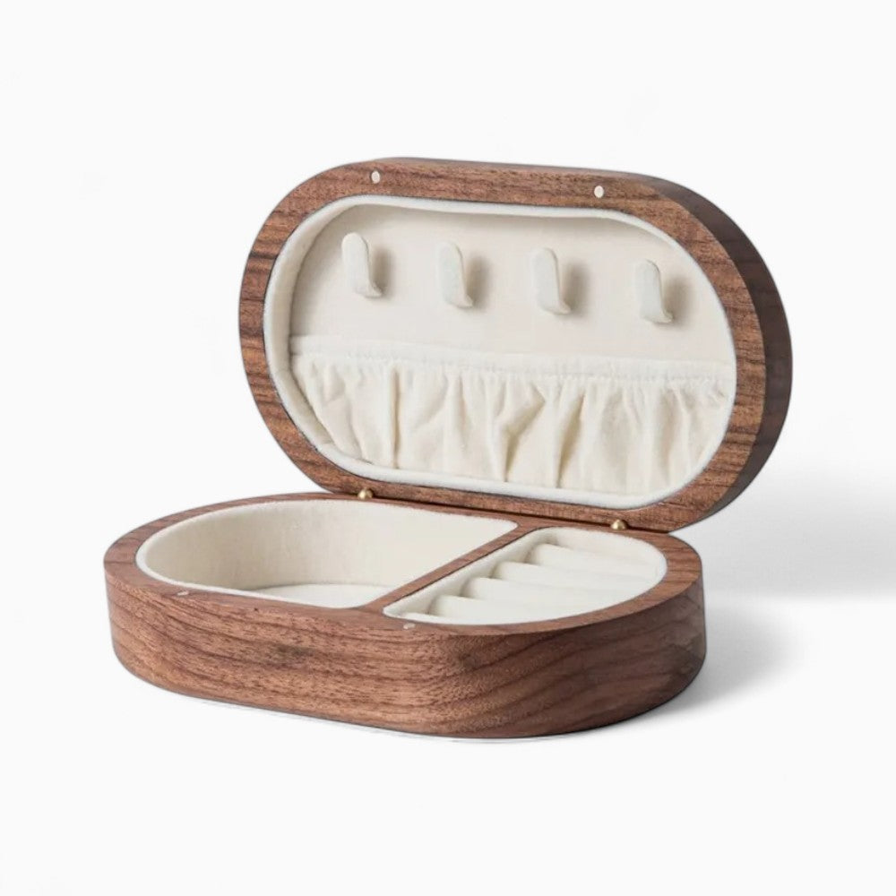 Boîte à Bijoux Bois Massif Voyage Compacte