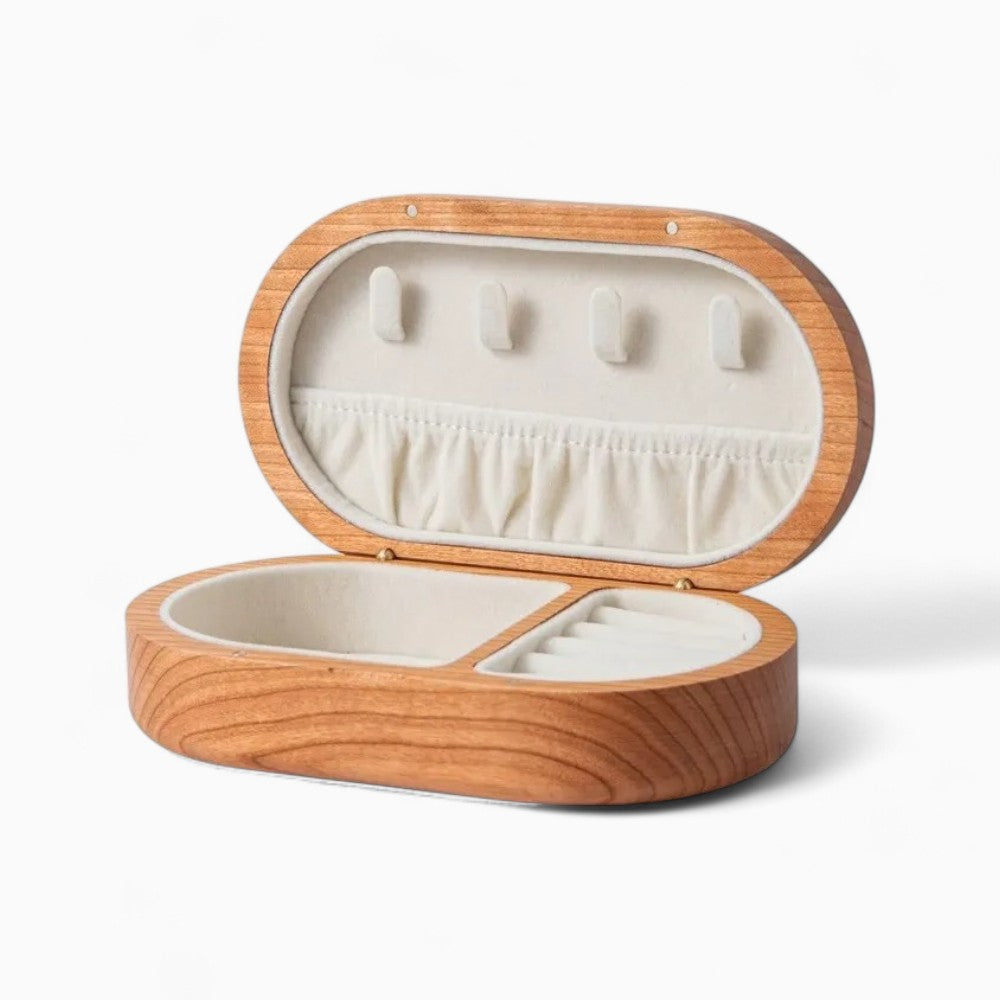 Boîte à Bijoux Bois Massif Voyage Compacte