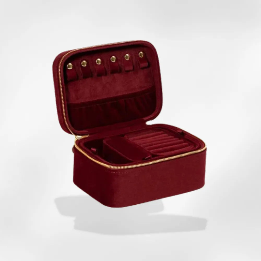Boîte Bijoux Glamour Velours Voyage Fermeture Zipée