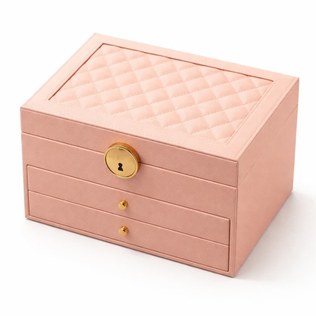 Boîte à Bijoux Simili Cuir Velours Serrure 3 Tiroirs