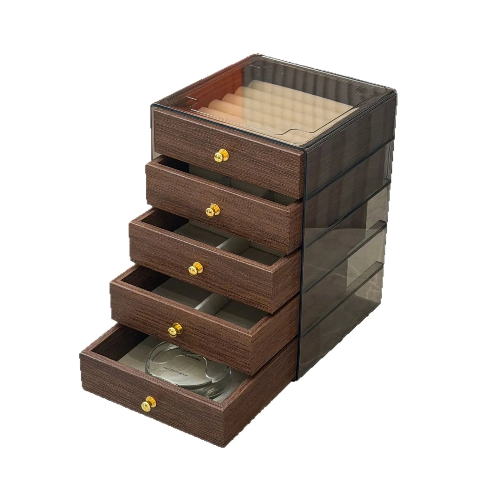 Boîte à Bijoux Bois Noyer Nordique Tiroirs