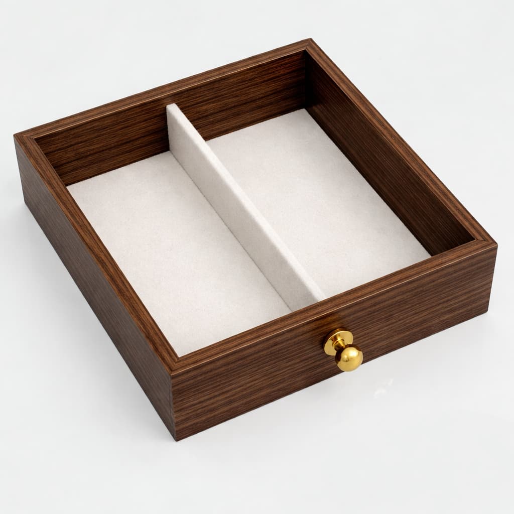 Boîte à Bijoux Bois Noyer Nordique Tiroirs