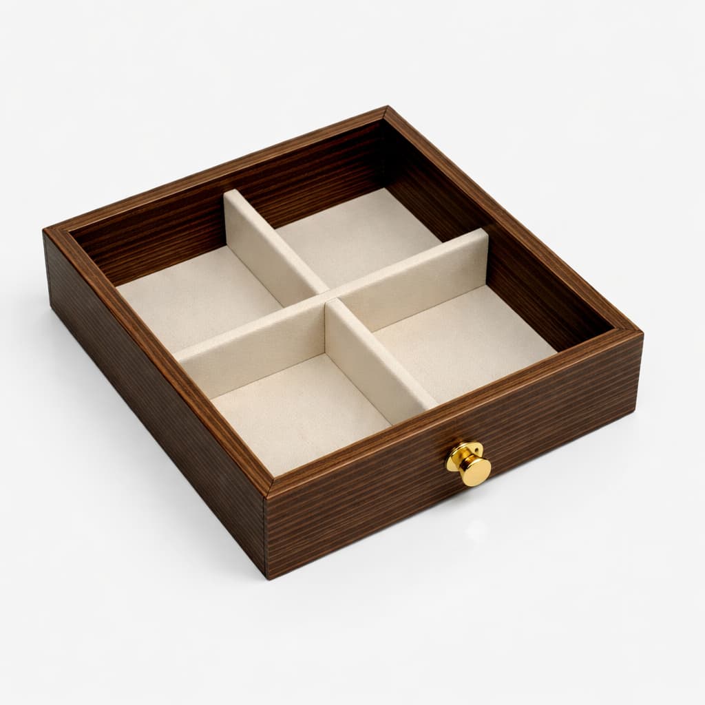 Boîte à Bijoux Bois Noyer Nordique Tiroirs