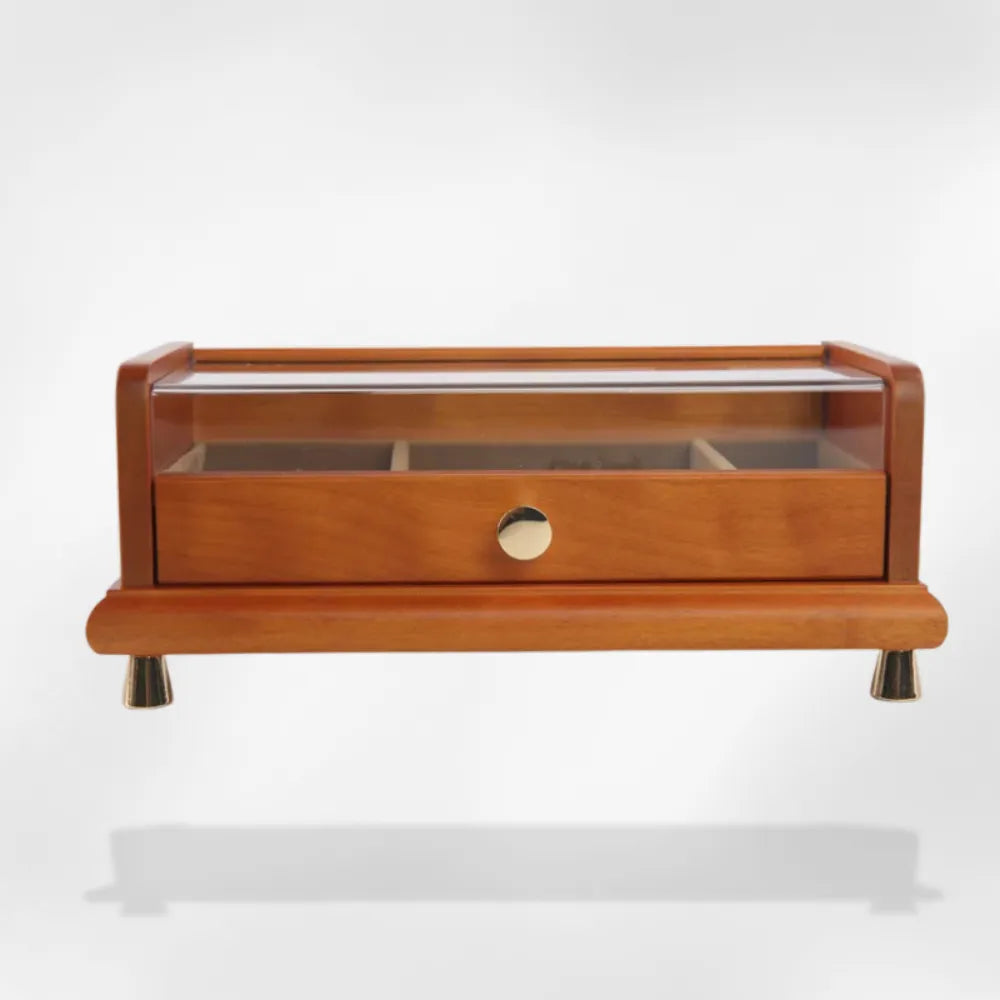 Boîte Bijoux Bois Verre Coffret Colliers Bagues