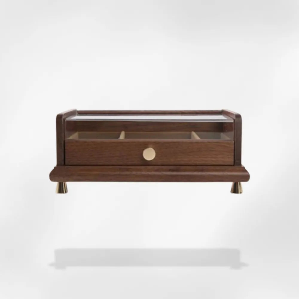 Boîte Bijoux Bois Verre Coffret Colliers Bagues