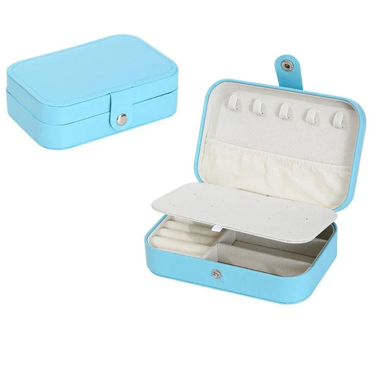 Boîte à Bijoux Cuir PU Miroir Double Étage