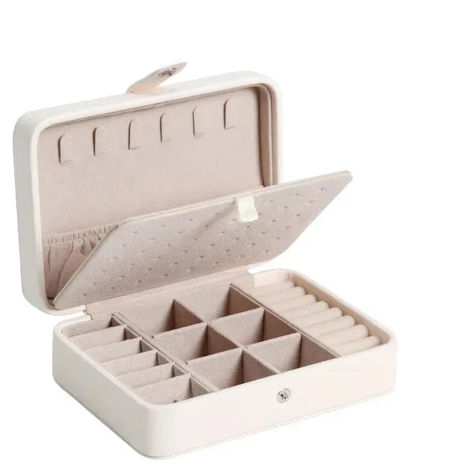 Boîte Bijoux Cuir Simili Double Étage Compact