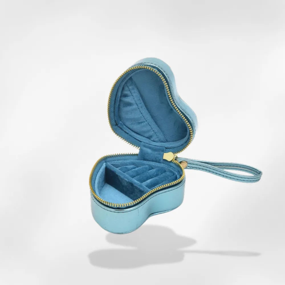 Boîte Bijoux Velours Forme Coeur Voyage Cadeau