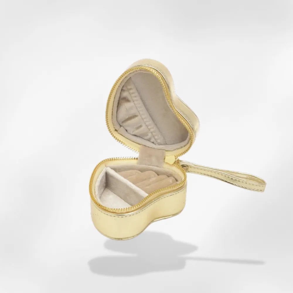 Boîte Bijoux Velours Forme Coeur Voyage Cadeau