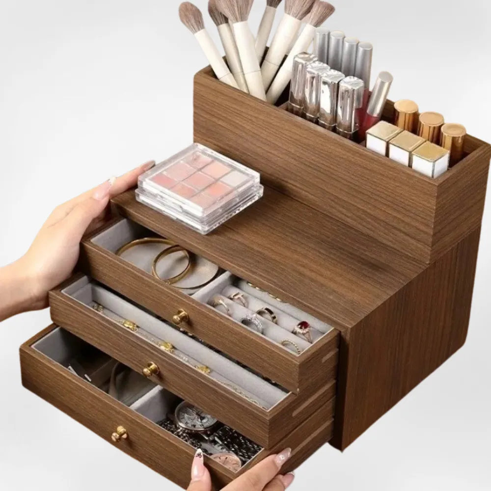 Boîte Bijoux Bois MDF Tiroirs Maquillage Coiffeuse