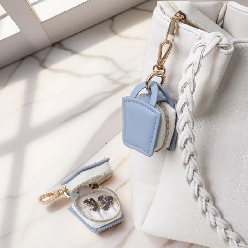 Boîte à Bijoux Simili Cuir Mini Portable Pendentif