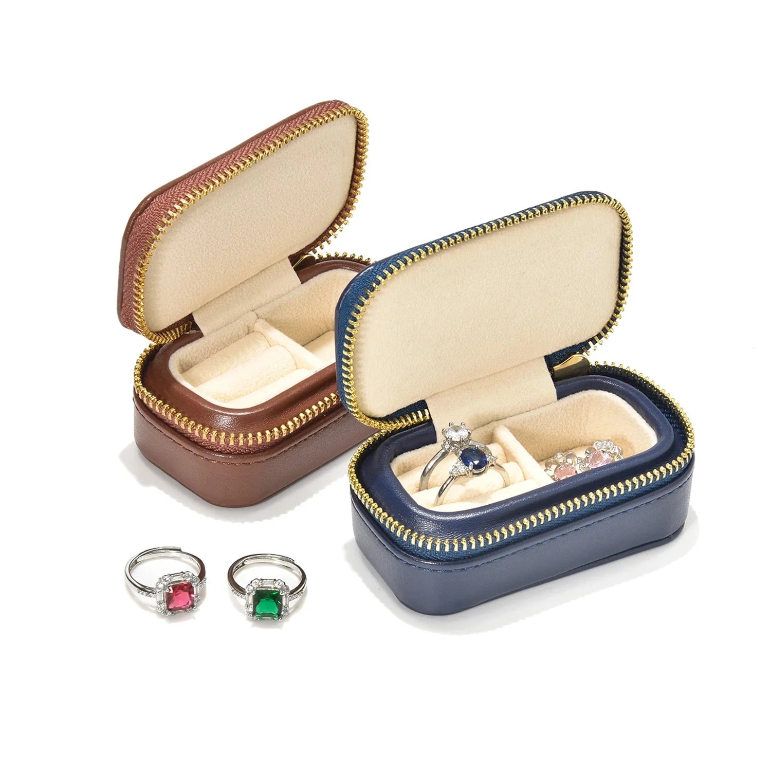 Boîte à Bijoux Simili Cuir Velours Mini Zip