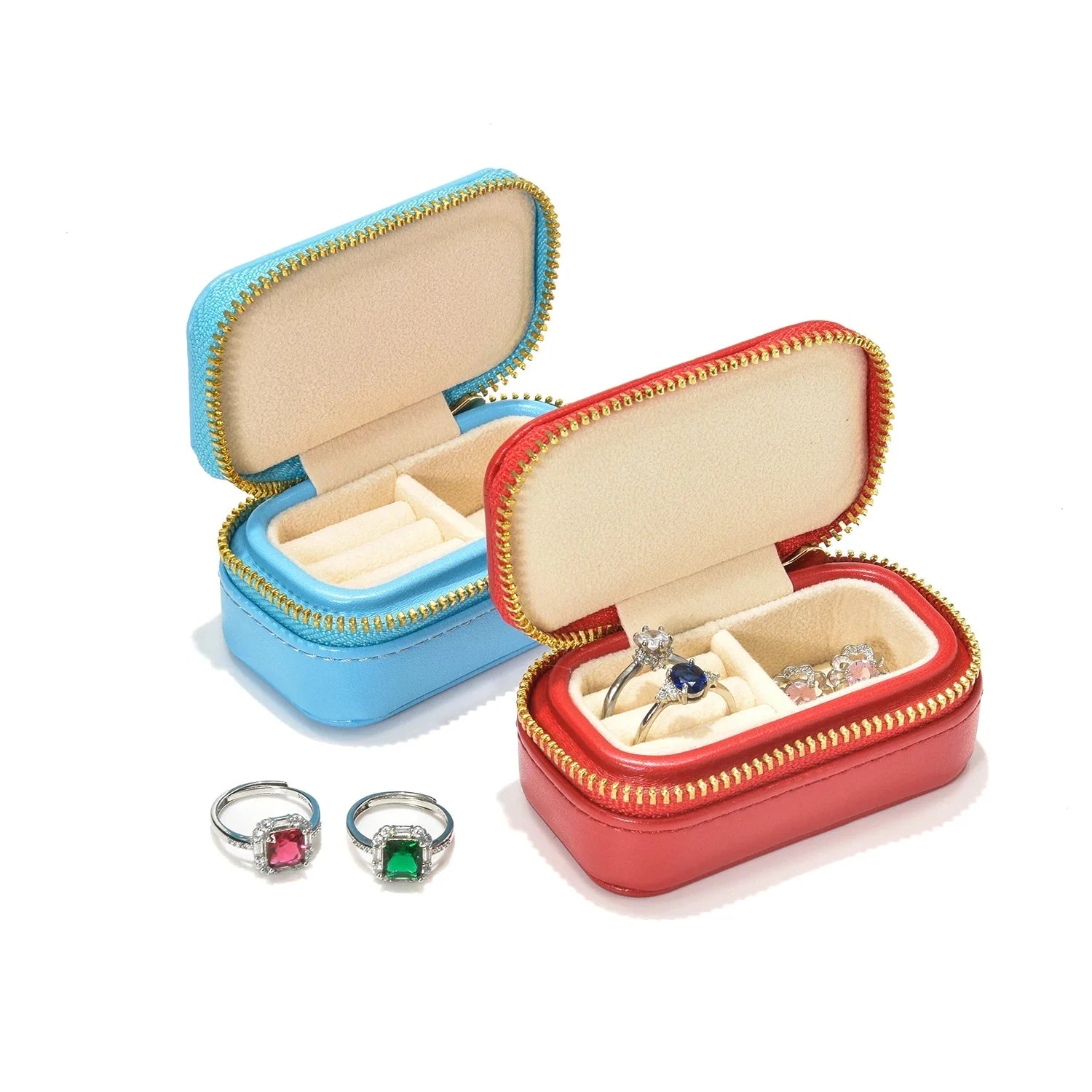 Boîte à Bijoux Simili Cuir Velours Mini Zip