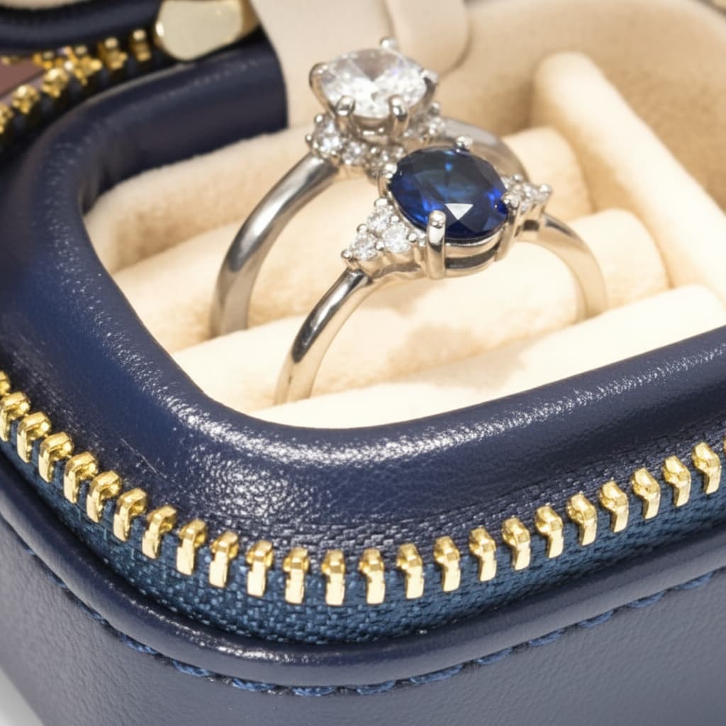 Boîte à Bijoux Simili Cuir Velours Mini Zip