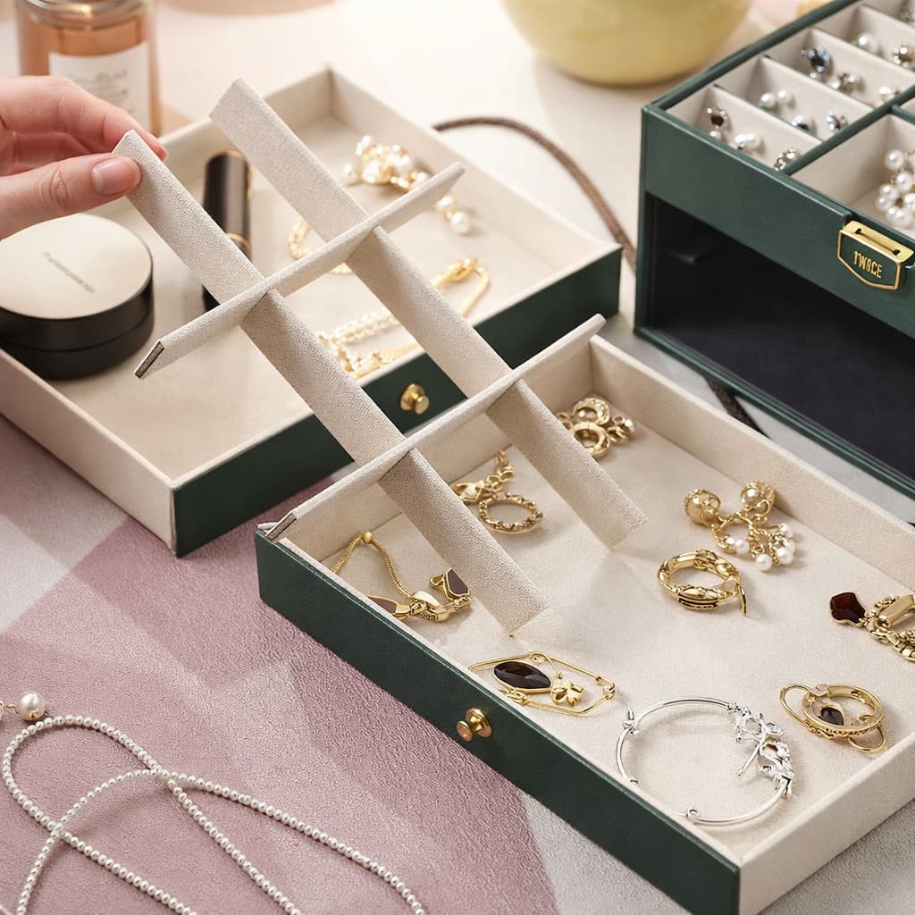 Boîte à Bijoux Cuir Multicouches Grande Capacité