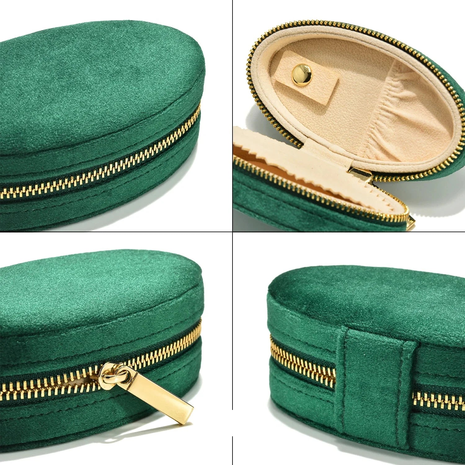 Boîte à Bijoux Velours Ovale Zip Vintage