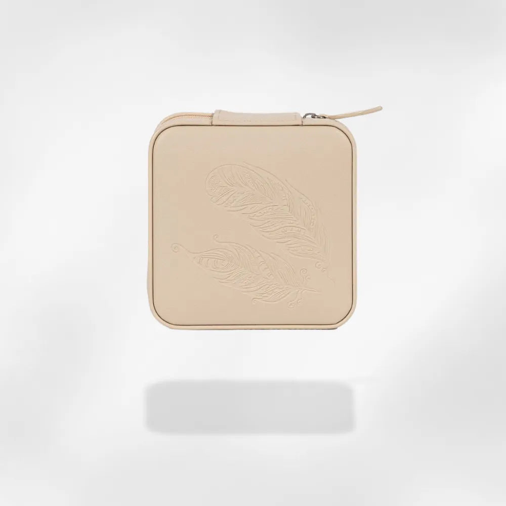 Boîte Bijoux Cuir Voyage Compacte Noir Beige