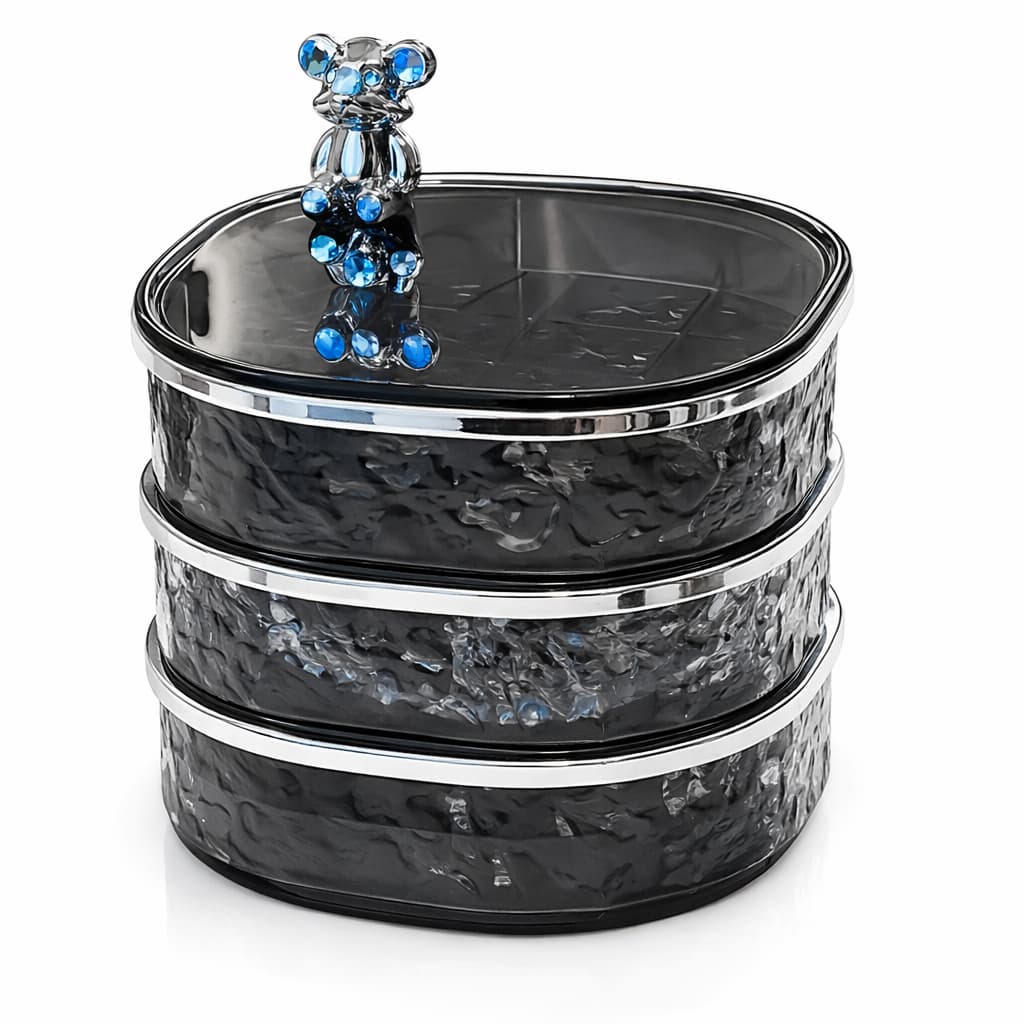 Boîte Bijoux Rotative Boucle d'Oreille Plastique