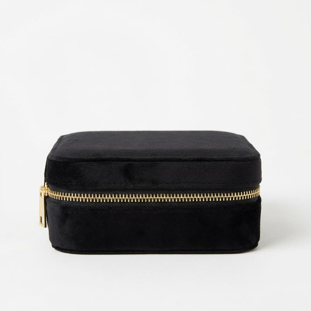 Boîte à Bijoux Velours Carrée Zip 15 Couleurs