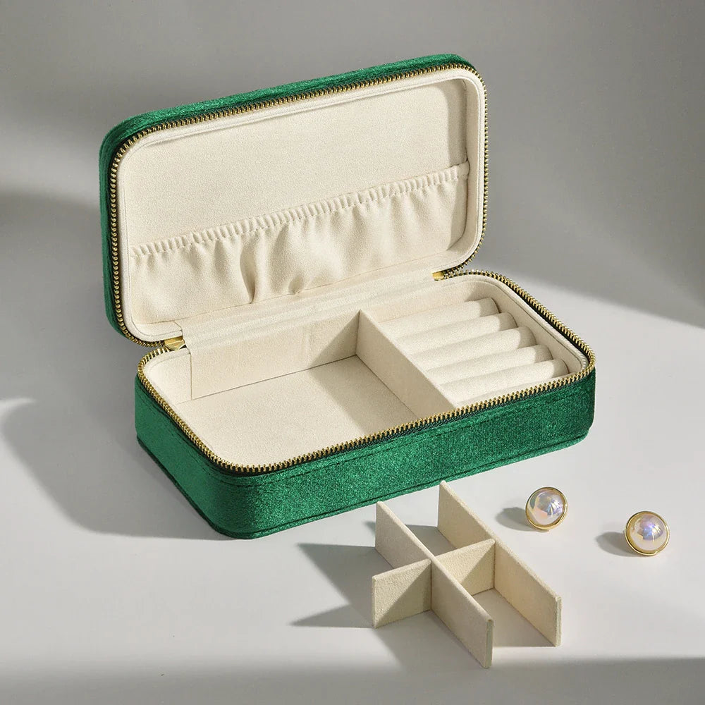 Boîte à Bijoux Velours Carrée Compartimentée
