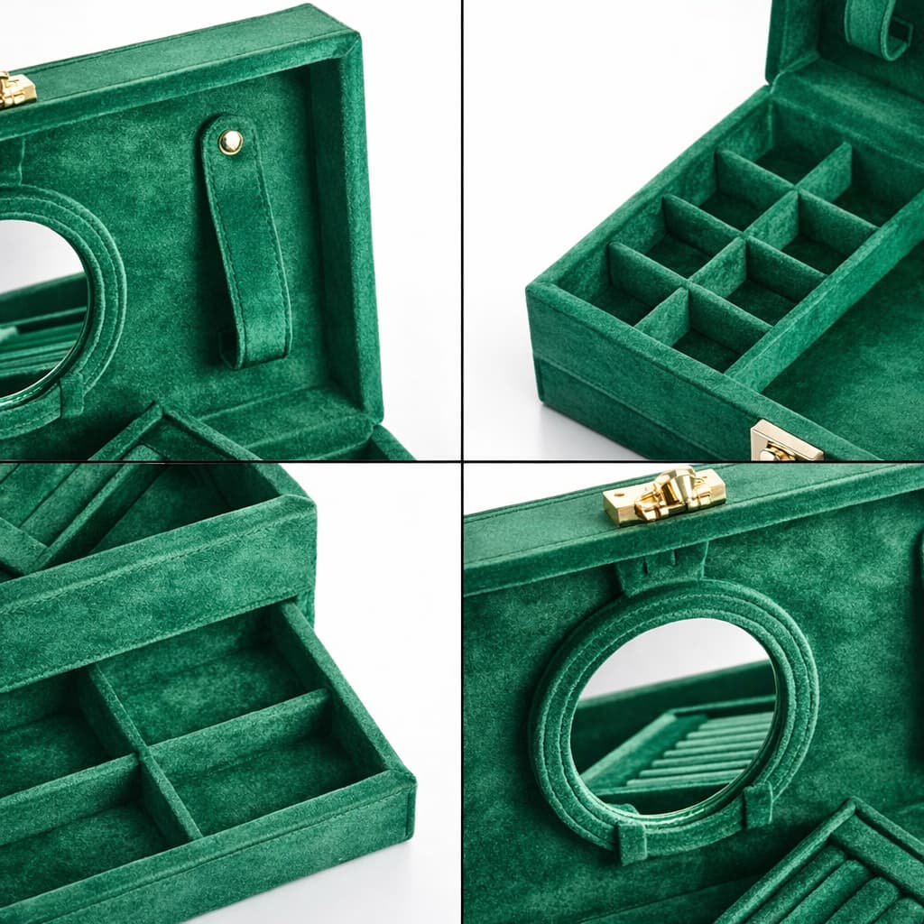 Boîte à Bijoux Velours Double Étage Serrure
