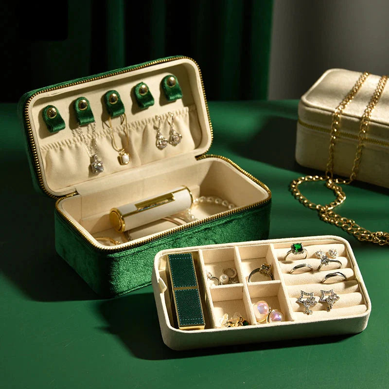 Boîte à Bijoux Velours Double Étage Voyage