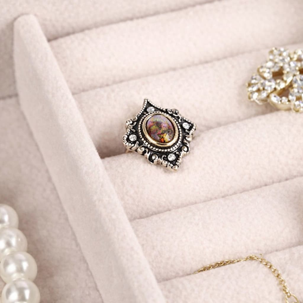 Boîte Bijoux Cuir Simili Double Étage Compact