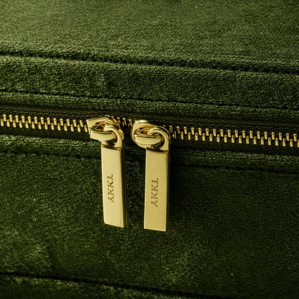 Boîte à Bijoux Velours Zip Portable Femme