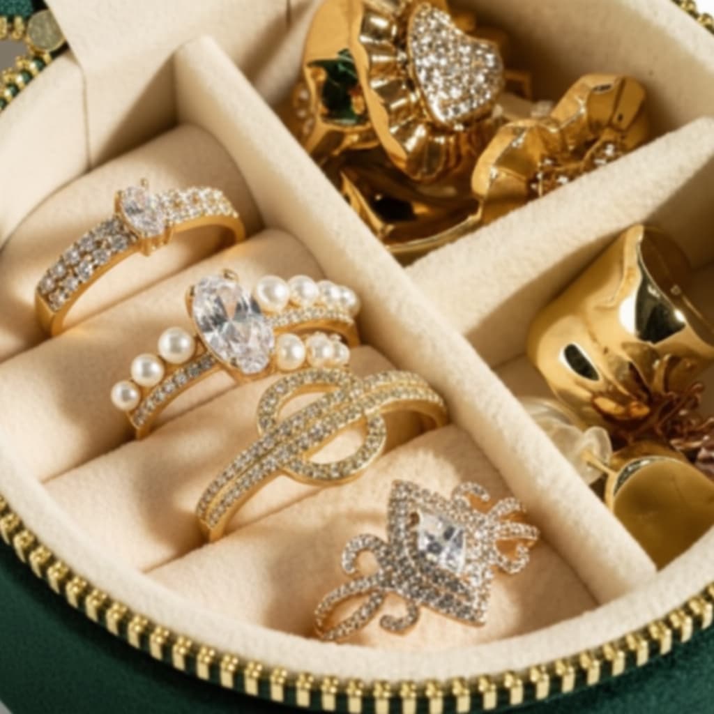 Boîte à Bijoux Velours Voyage Bagues Colliers