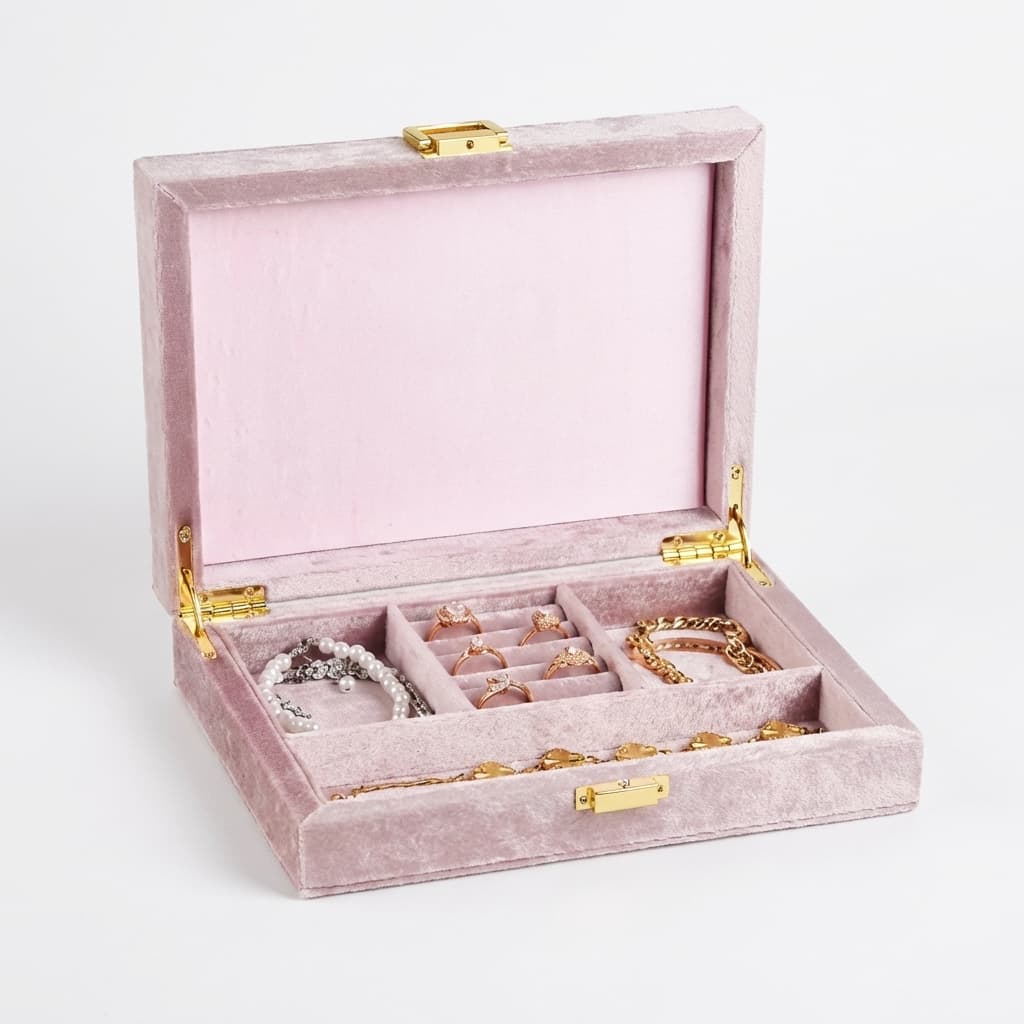 Boîte à Bijoux Velours Bois Voyage Femme