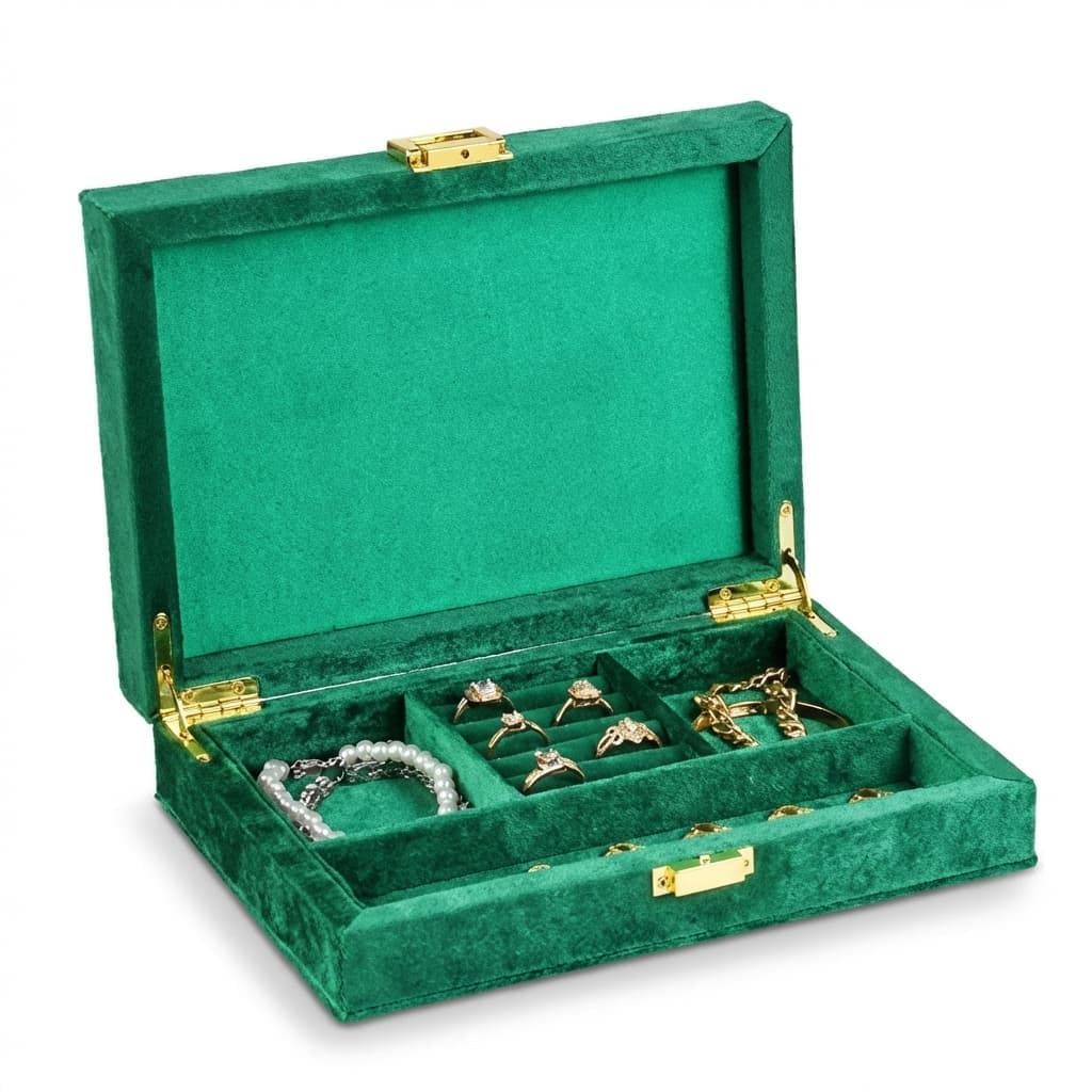 Boîte à Bijoux Velours Bois Voyage Femme