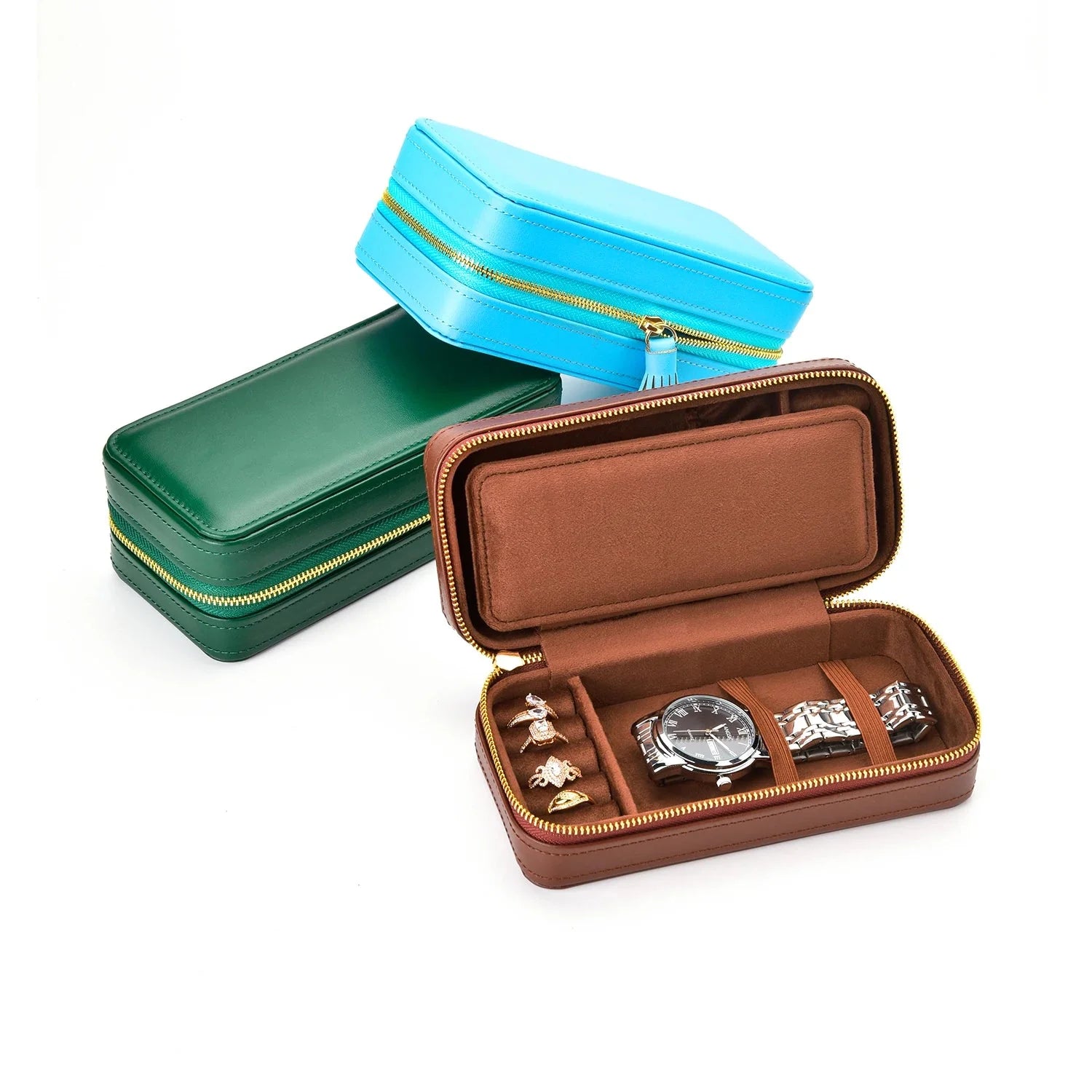 Boîte Montre Bijoux Cuir PU Velours Homme
