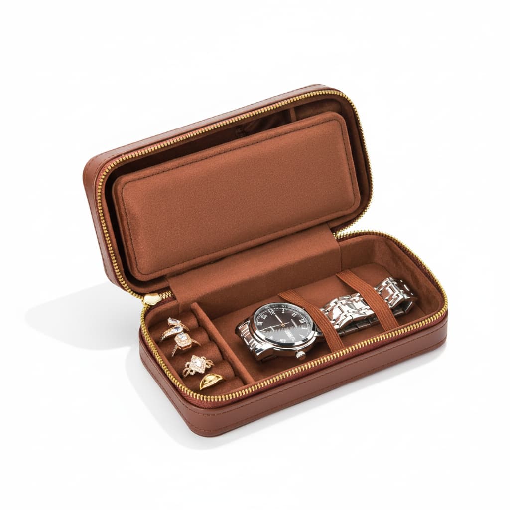 Boîte Montre Bijoux Cuir PU Velours Homme