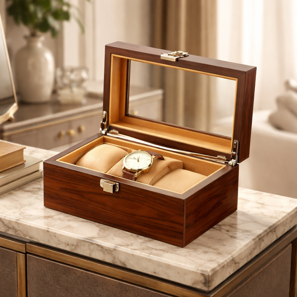 Boîte Montre Bois 3 Emplacements Coffret