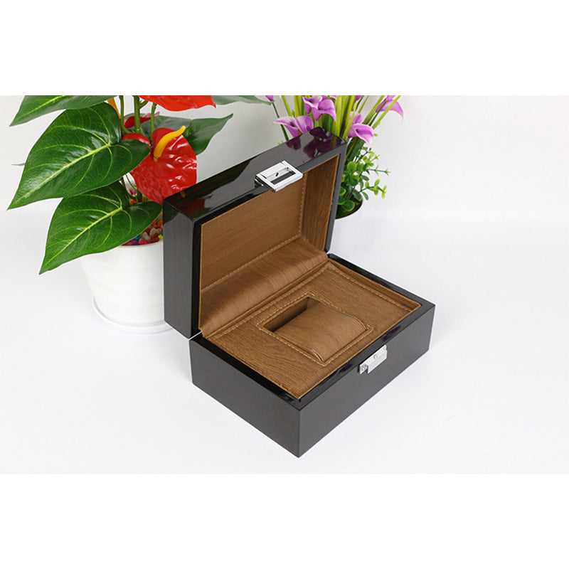 Boite Montre Bois Noir Simili Cuir 1 Place