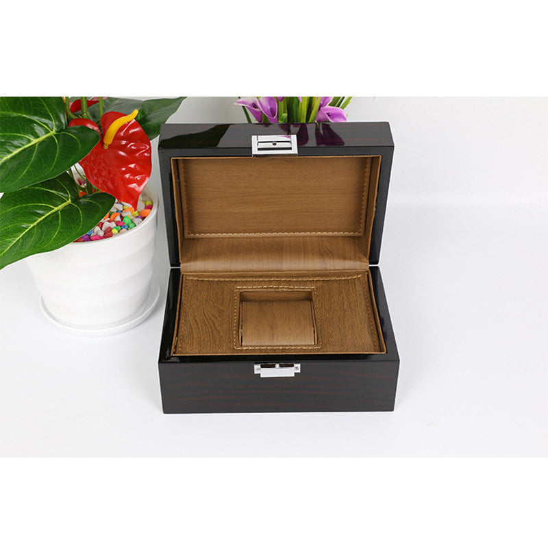Boite Montre Bois Noir Simili Cuir 1 Place