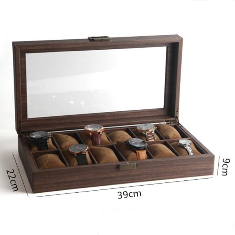 Boite Montre Bois Vitrine 12 Places Luxe
