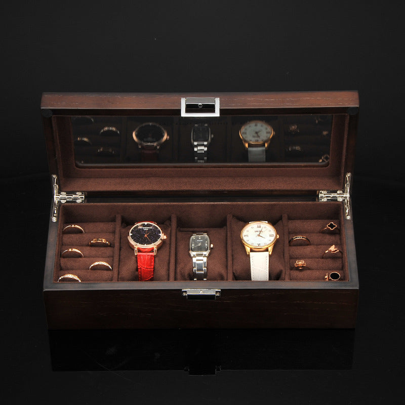 Boite Montre Femme Bois Velours 3 Places 16 Bagues