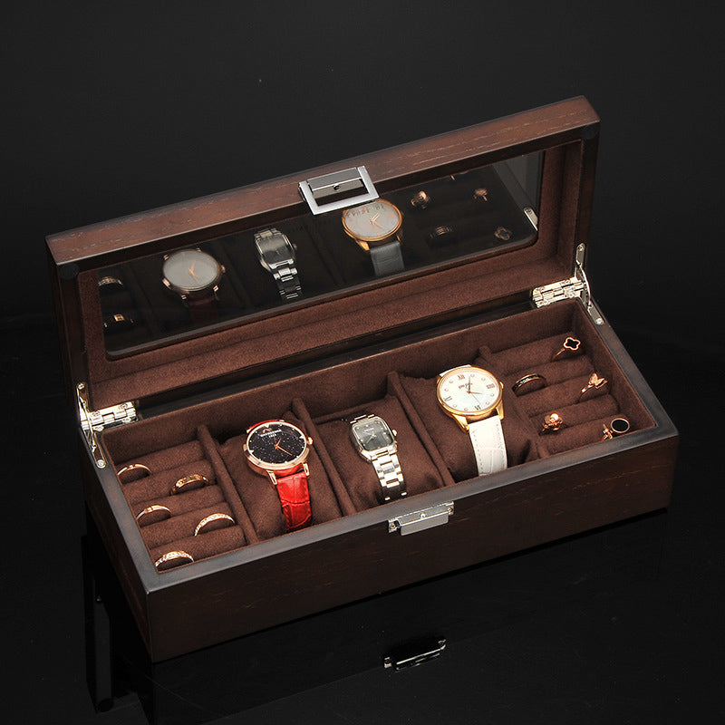 Boite Montre Femme Bois Velours 3 Places 16 Bagues