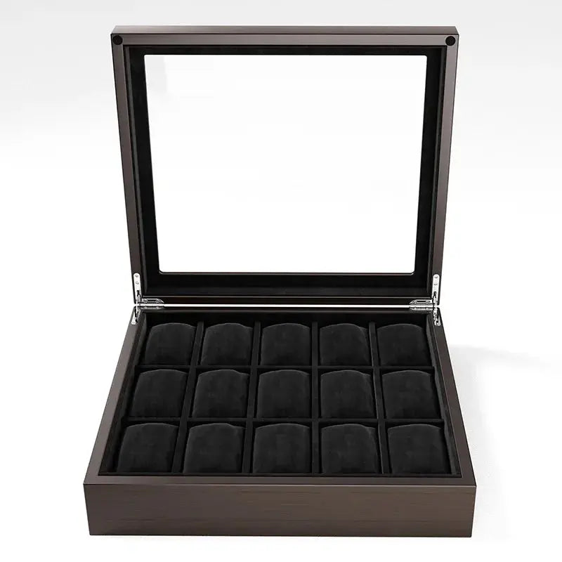 Boîte Montres Bois Bambou Ébène 15 Places