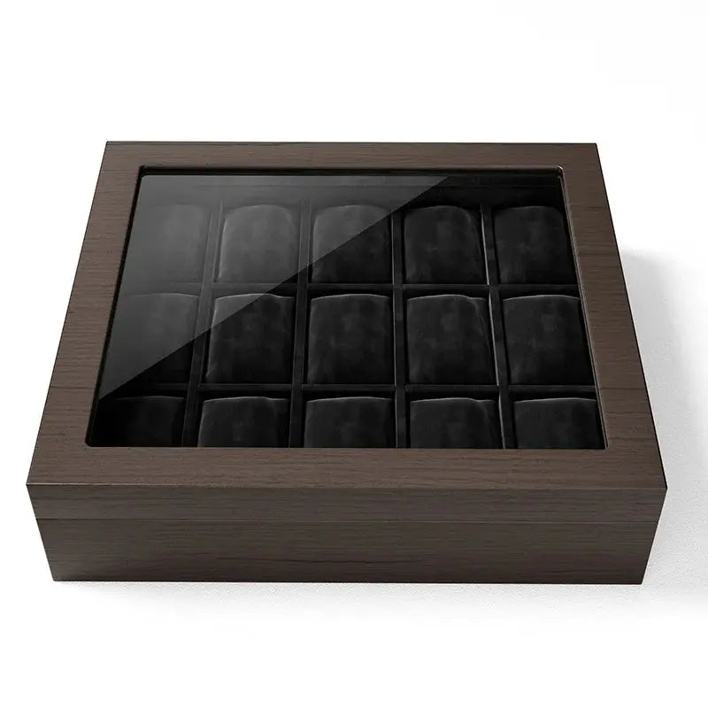 Boîte Montres Bois Bambou Ébène 15 Places