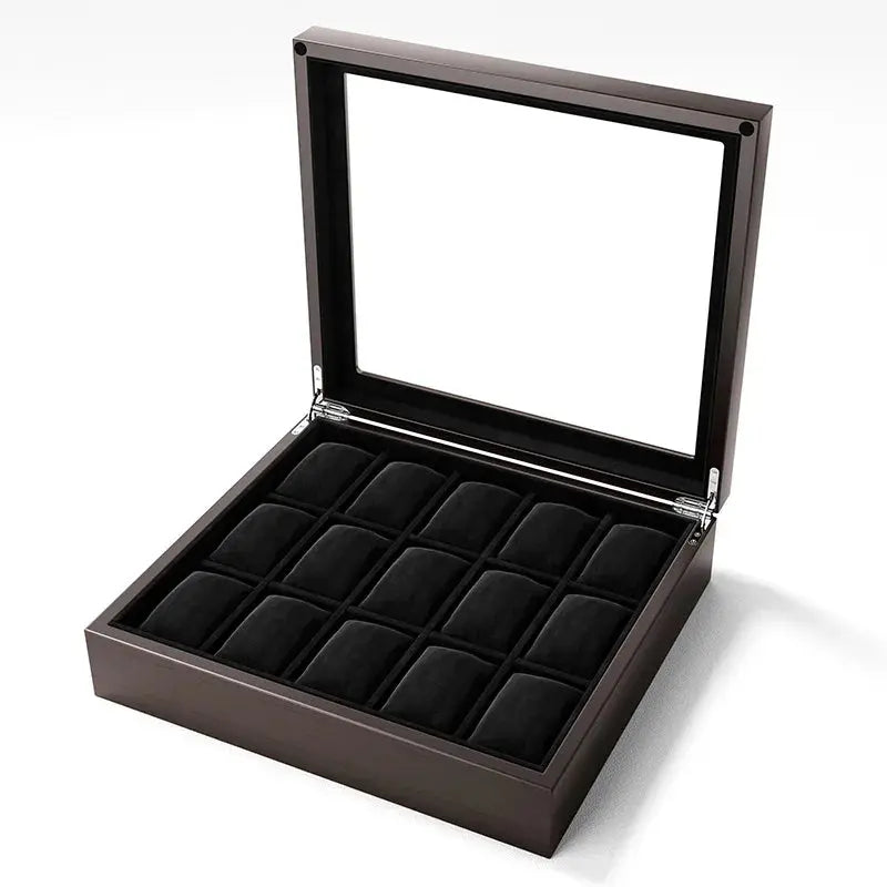 Boîte Montres Bois Bambou Ébène 15 Places