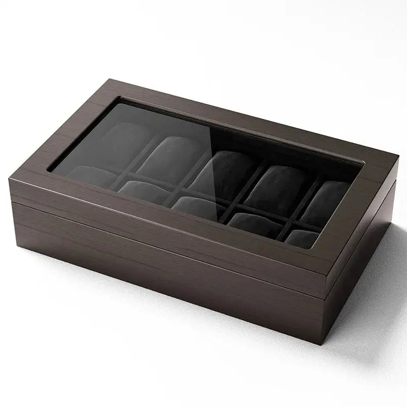 Boîte Montres Bois Ébène 15 Places Spacieuse