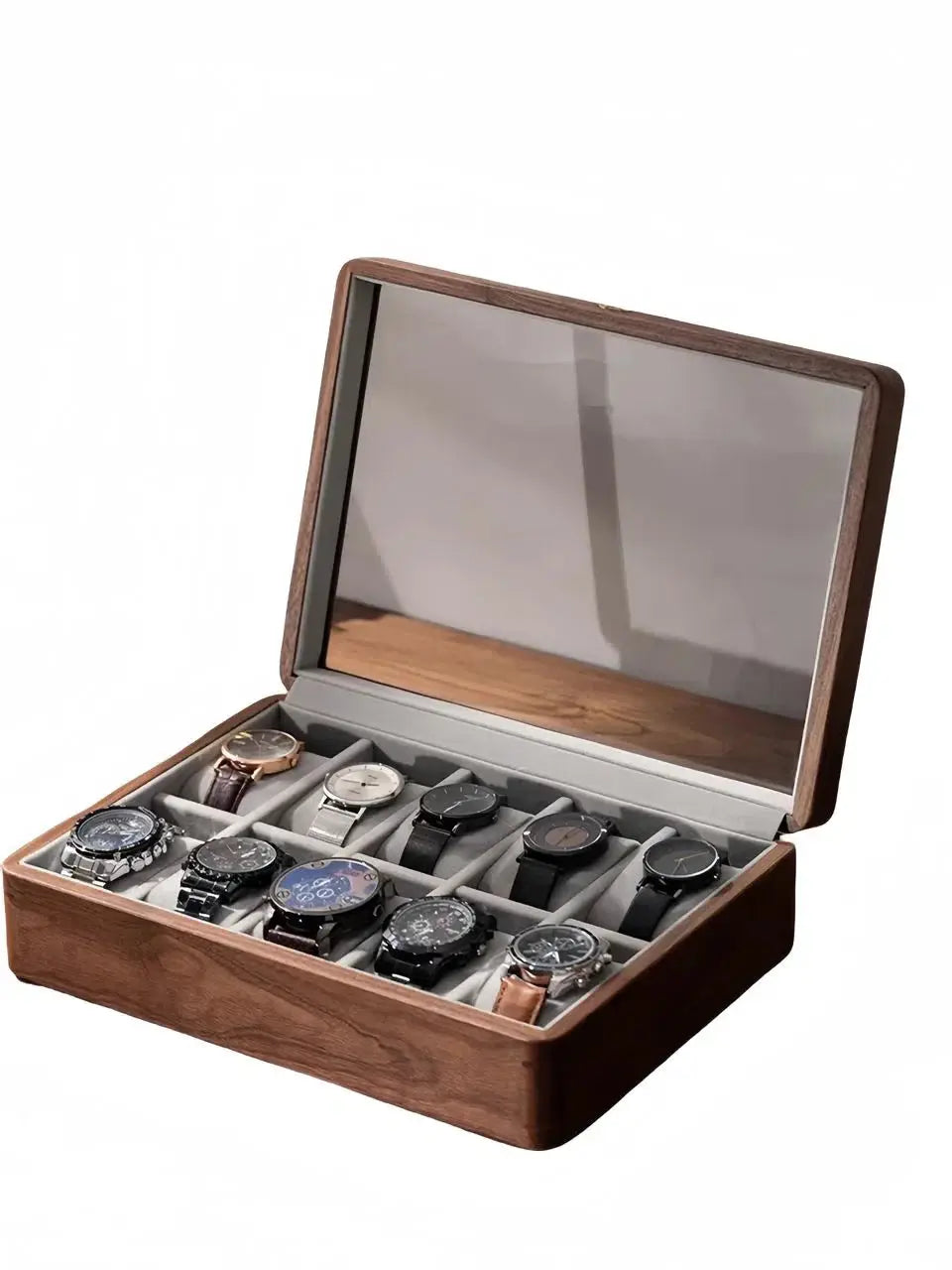 Boîte Montres Bois Massif Rétro Vitrée