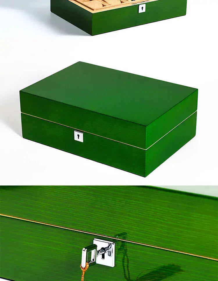 Boîte Montres Cuir Vert Beige 10 Places
