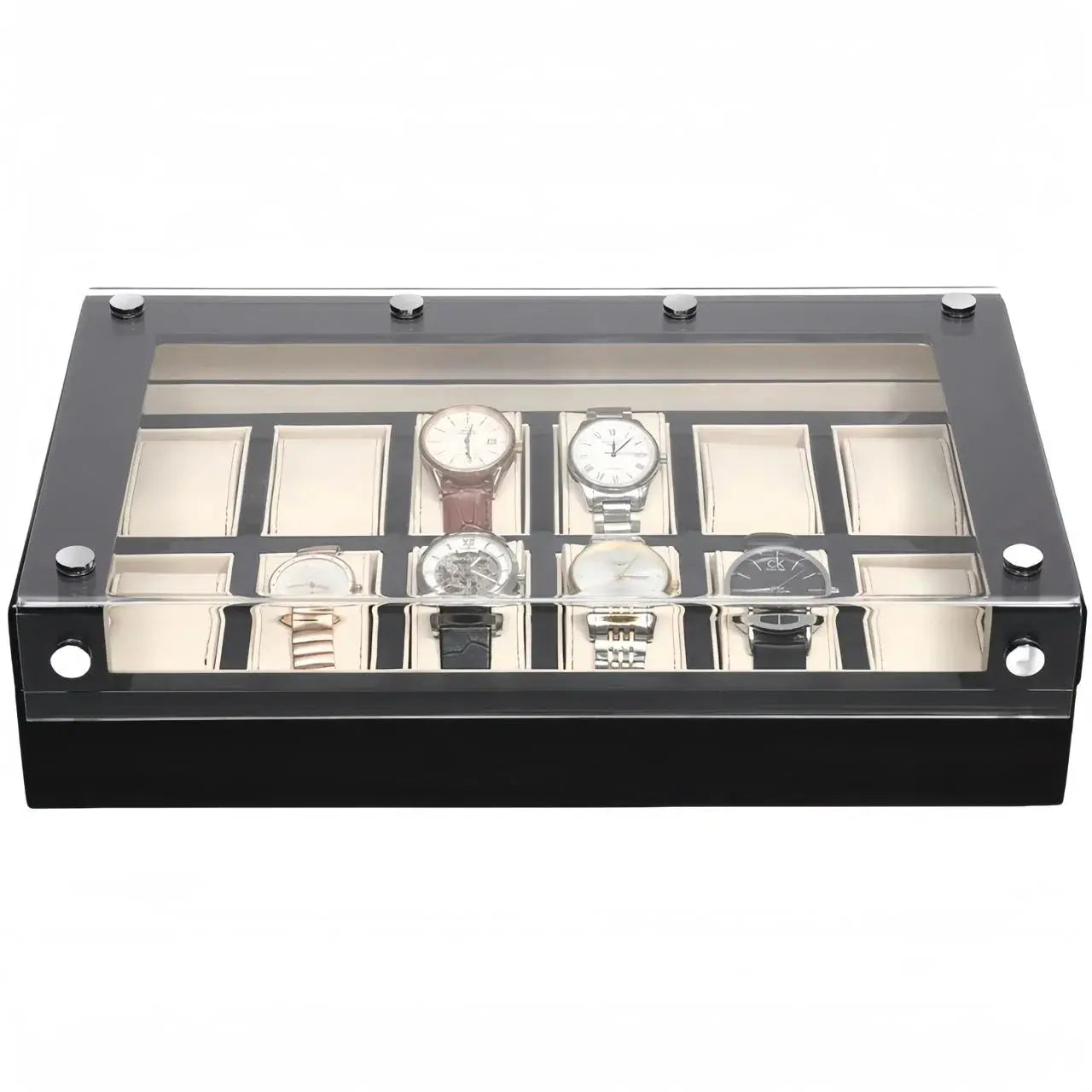 Boîte Montres Acrylique Damier 12 Places