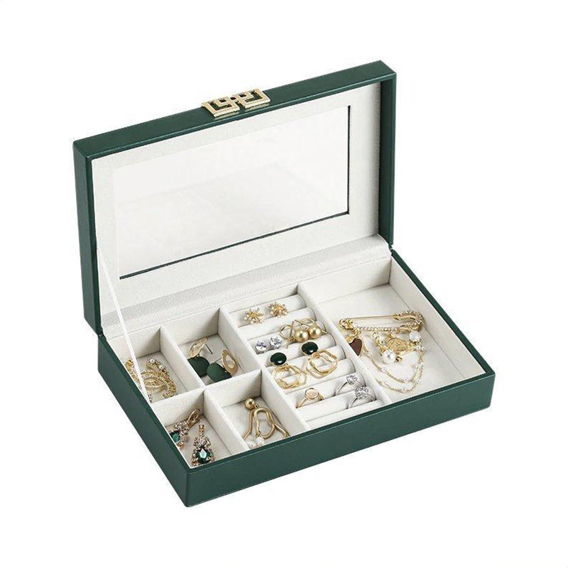 Boite Bijoux Cuir Vert Grand Format Velours