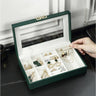 Boite Bijoux Cuir Vert Grand Format Velours
