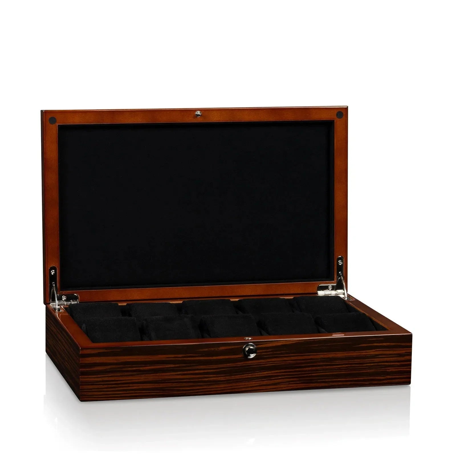 Boîte Montres Bois Noyer Velours 10 Places Crystal