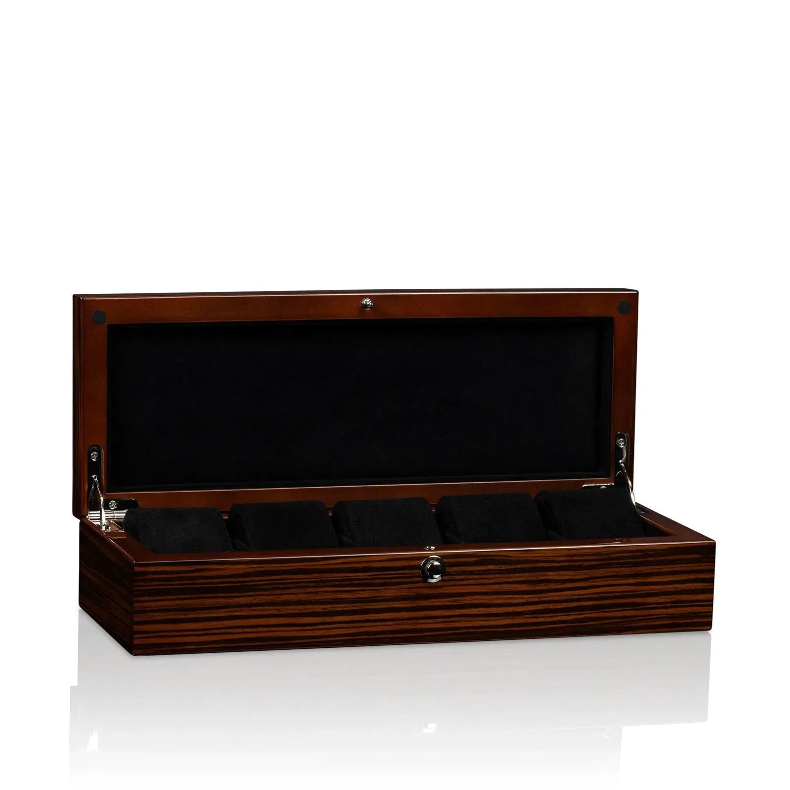 Boîte Montres Bois Noyer Velours 5 Places